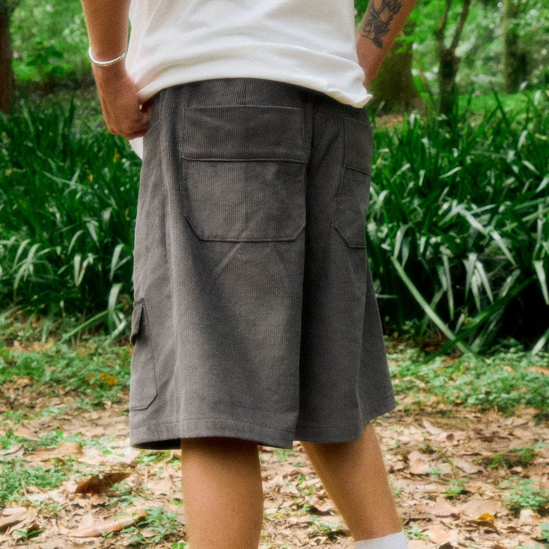 Shorts Sow Cotelê Baggy Corduroy Cinza