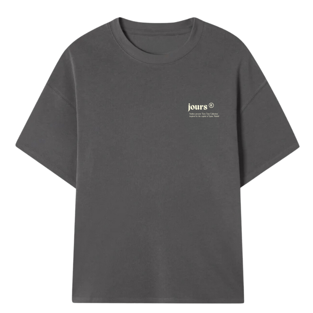 Camiseta Boxy Jours De Pluie Sol Cinza