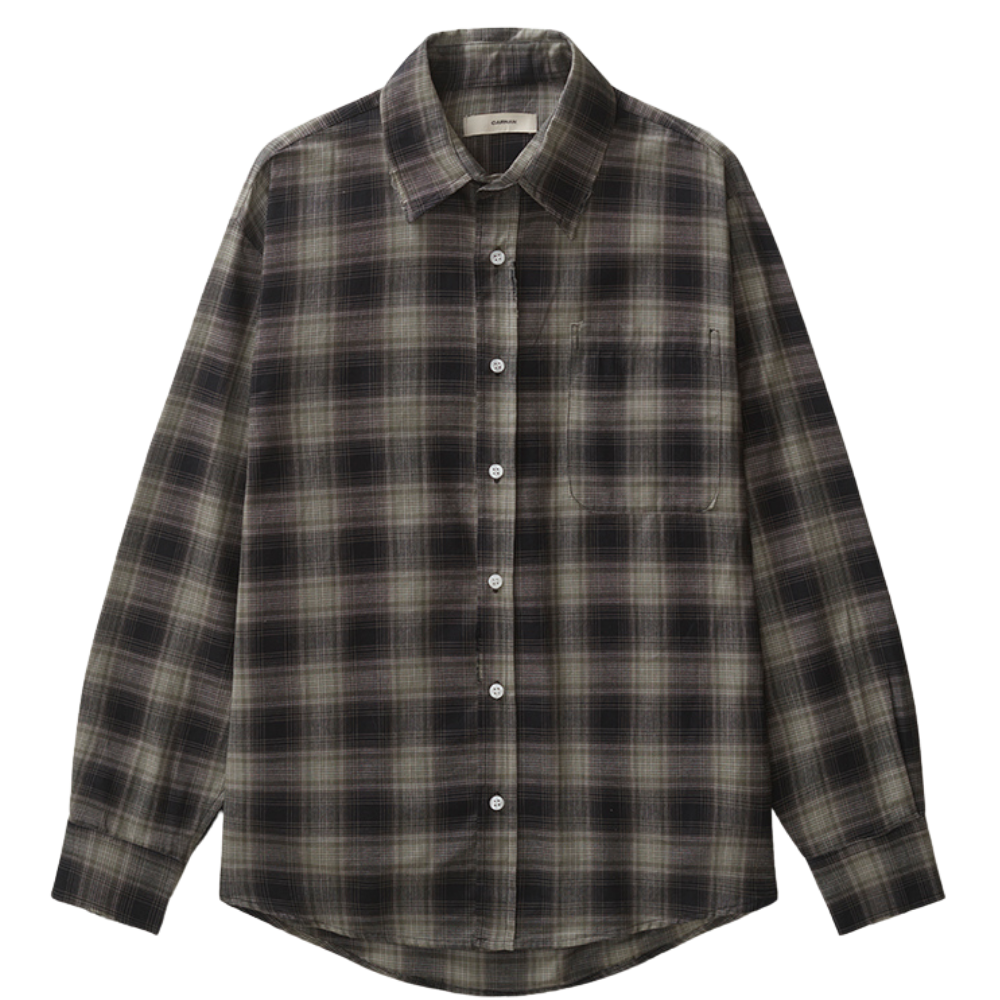 Camisa Carnan Plaid Distressed Preto e Cinza