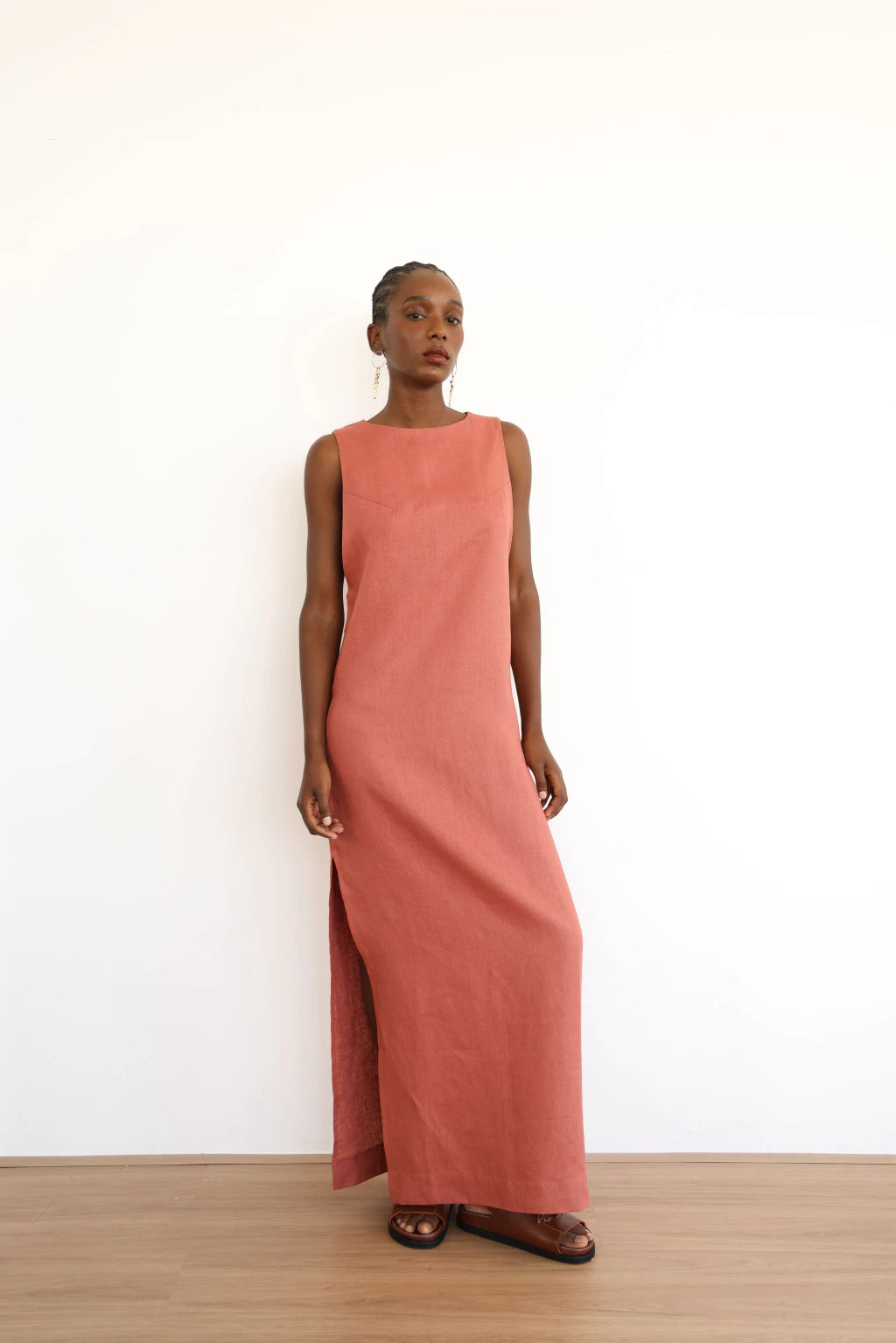 Vestido Bossa Linho Canoa Rosé