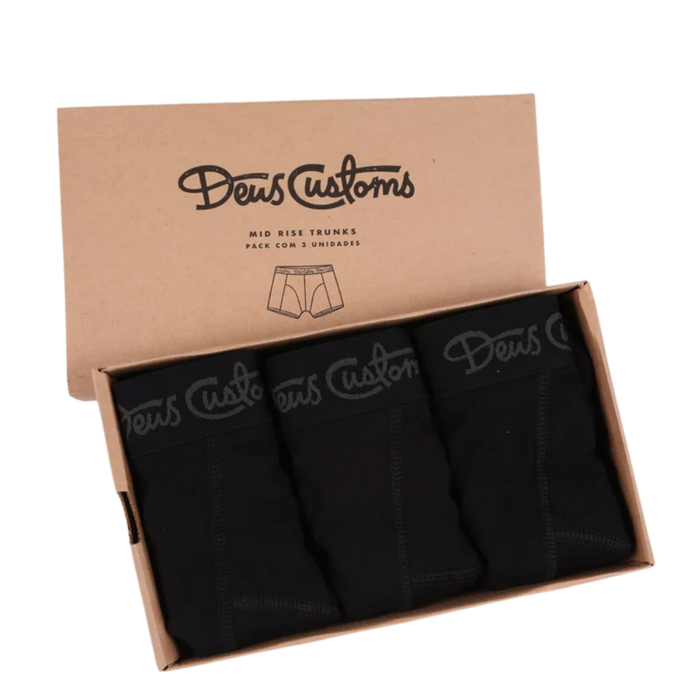 Pack 3 Cuecas Deus Ex Machina Mid Rise Preta