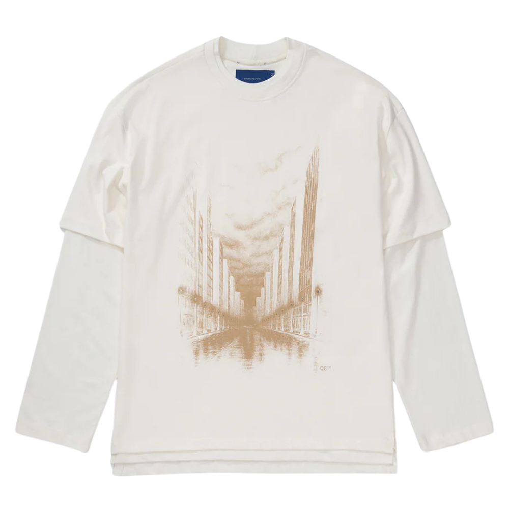 Camiseta Boxy Quadro Creations Avenue Off White