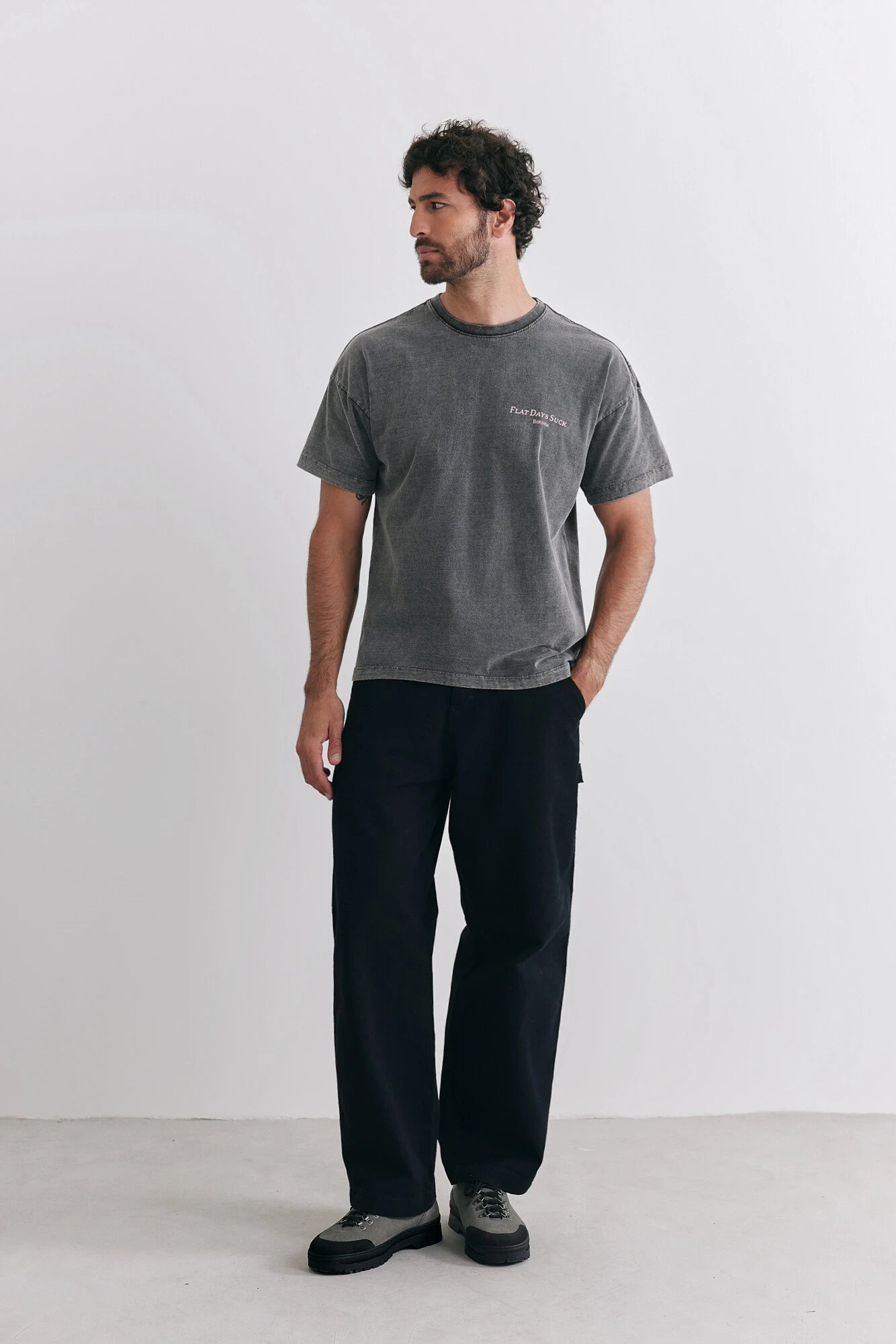 Camiseta Birden Boxy Flat Days Storm Cinza