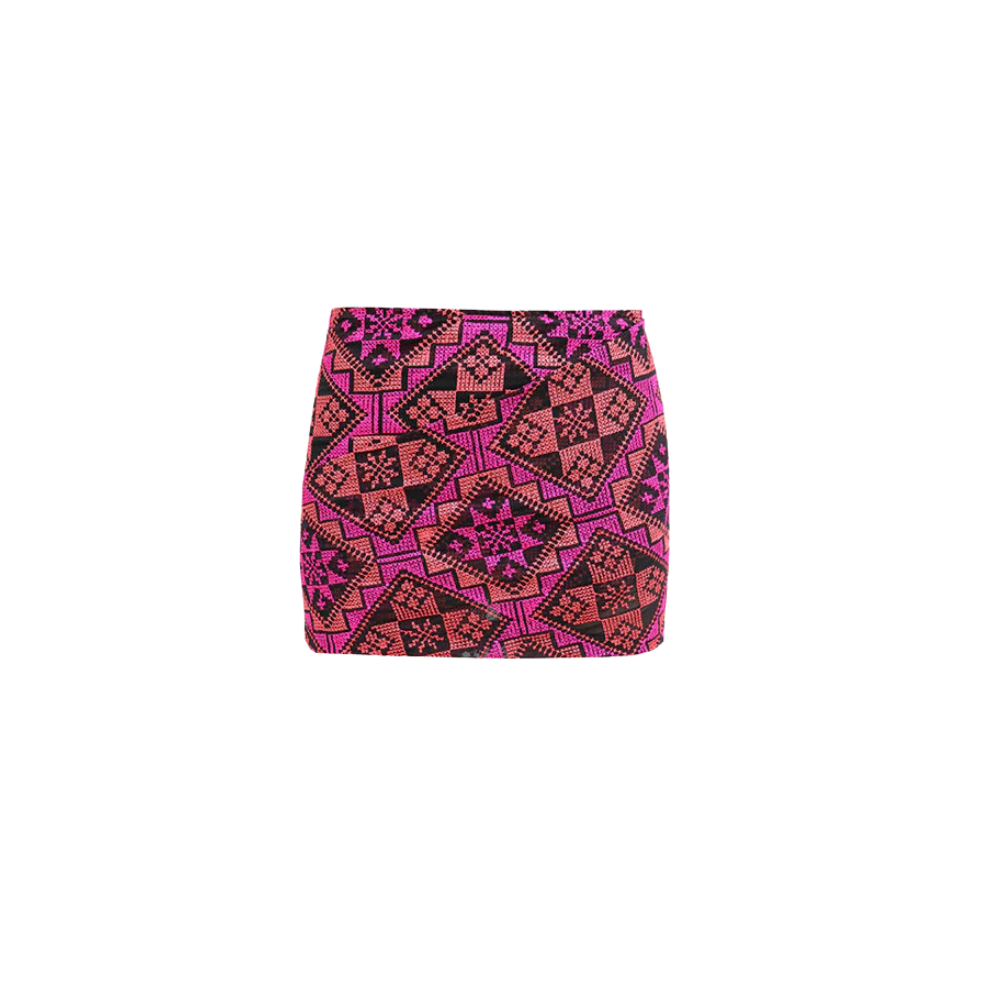 Saia/Shorts Cocktail Tule Bordado Pink