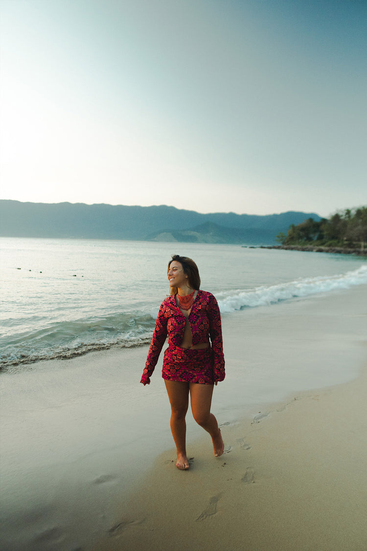 Saia/Shorts Cocktail Tule Bordado Pink