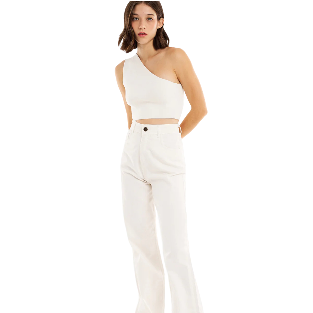 Calca Feminina Aragana Pantalona Jeans Off White