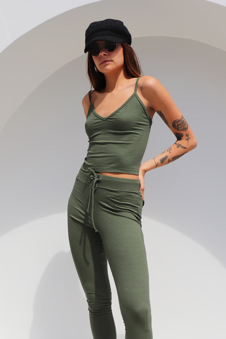 Regata Wild Malha Canelada Jungle Green