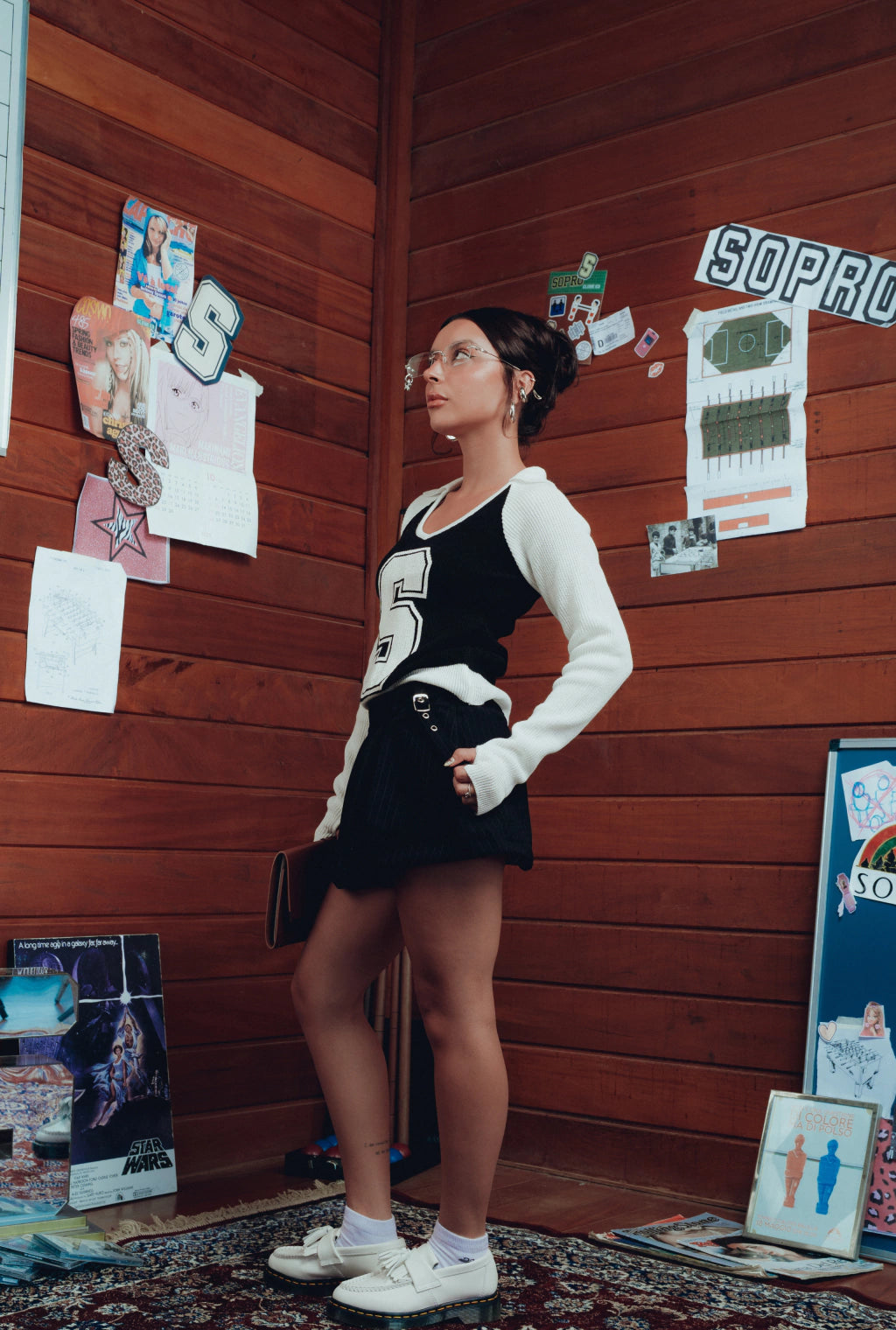 Blusa Tricot Sopro Torcida Preta e Branca