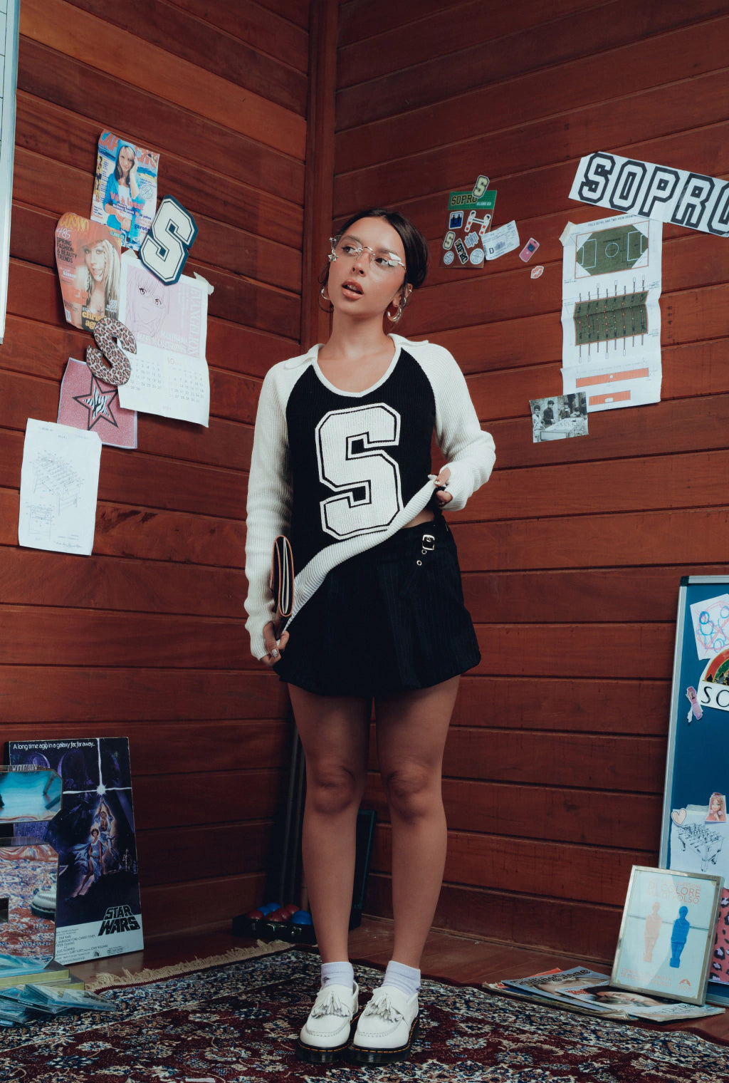 Blusa Tricot Sopro Torcida Preta e Branca