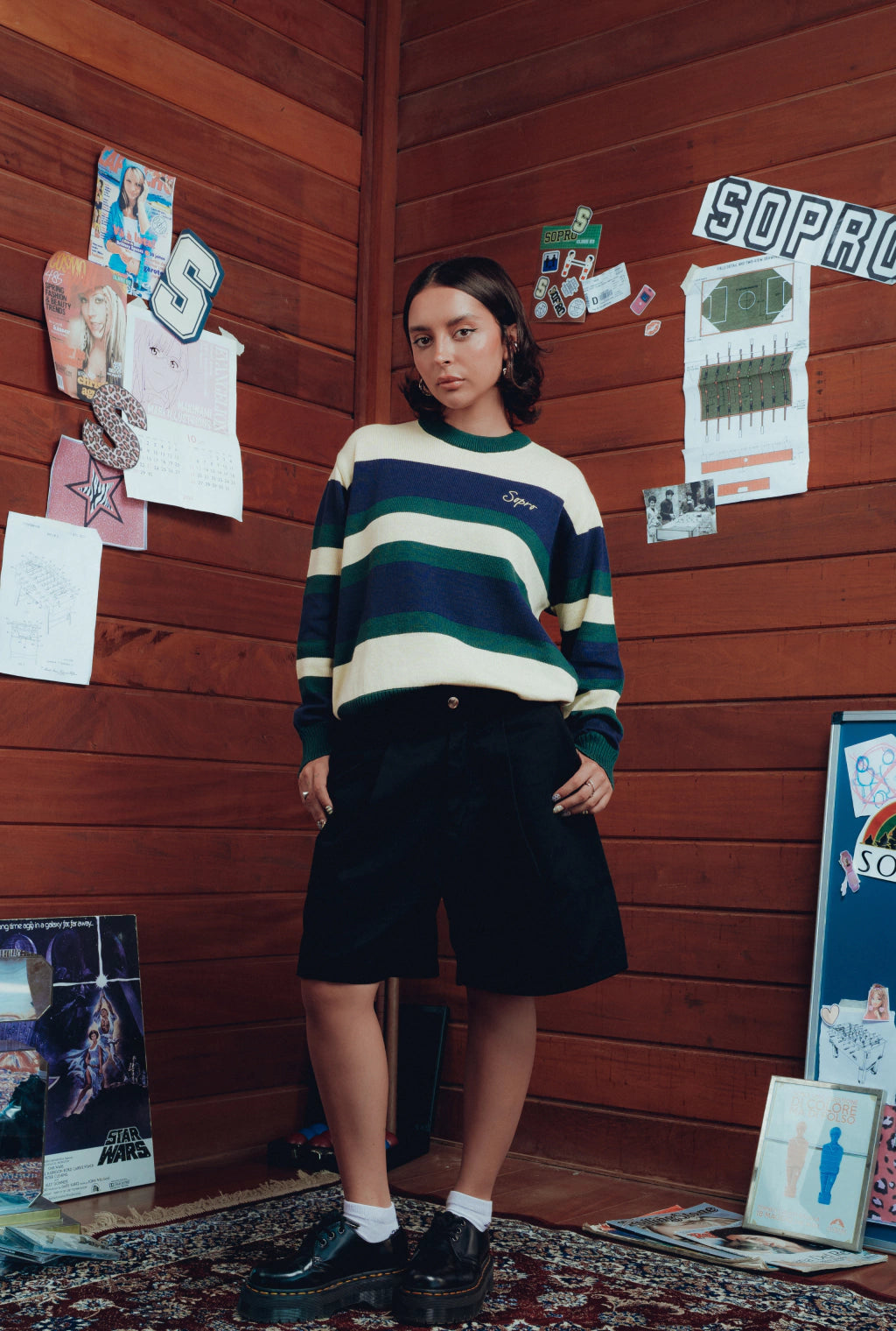 Casaco Tricot Sopro Cropped Formação Completa Amarelo e Verde