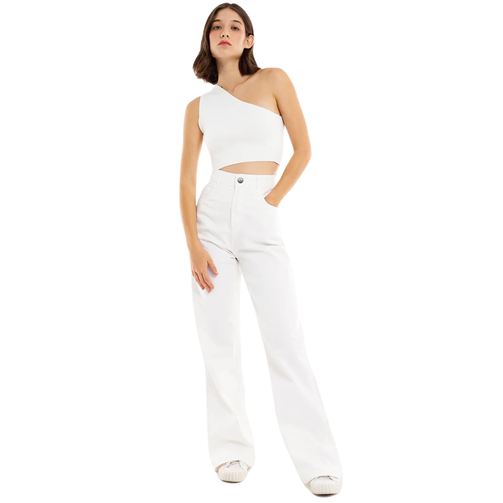 Calca Feminina Aragana Pantalona Jeans Off White