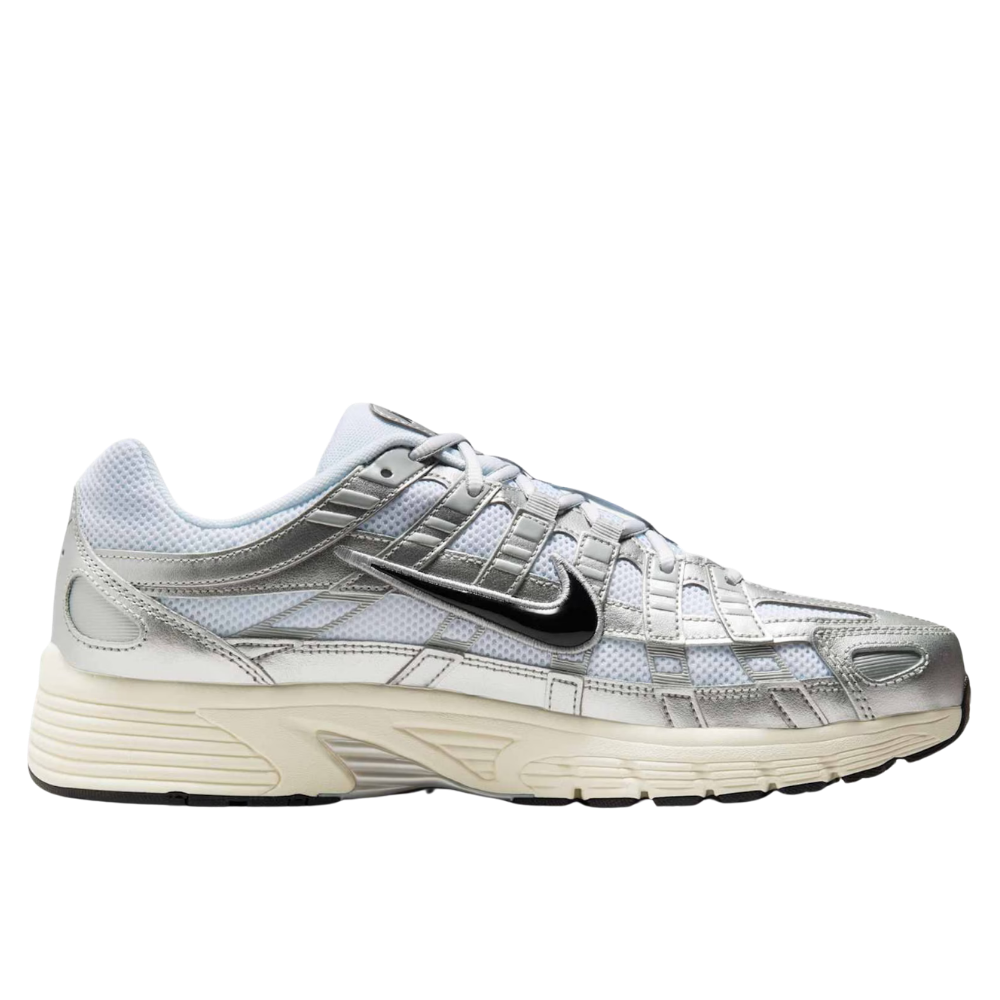 Tênis Nike P-6000 Branco e Prata