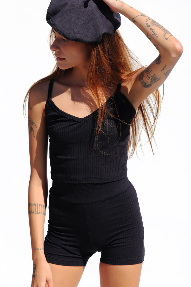 Shorts The Mini Malha Canelada Black