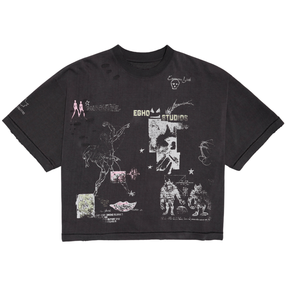 Camiseta Overboxy Egho Zine Preto Estonado