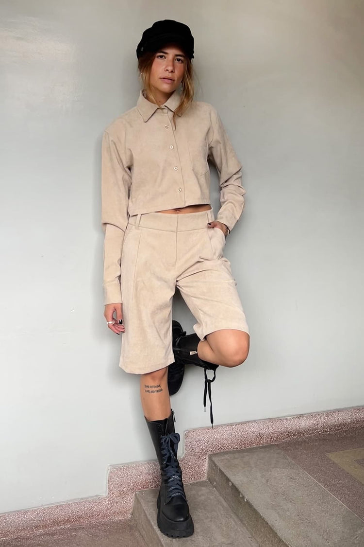 Bermuda Attitude Alfaiataria Cotelê Sand