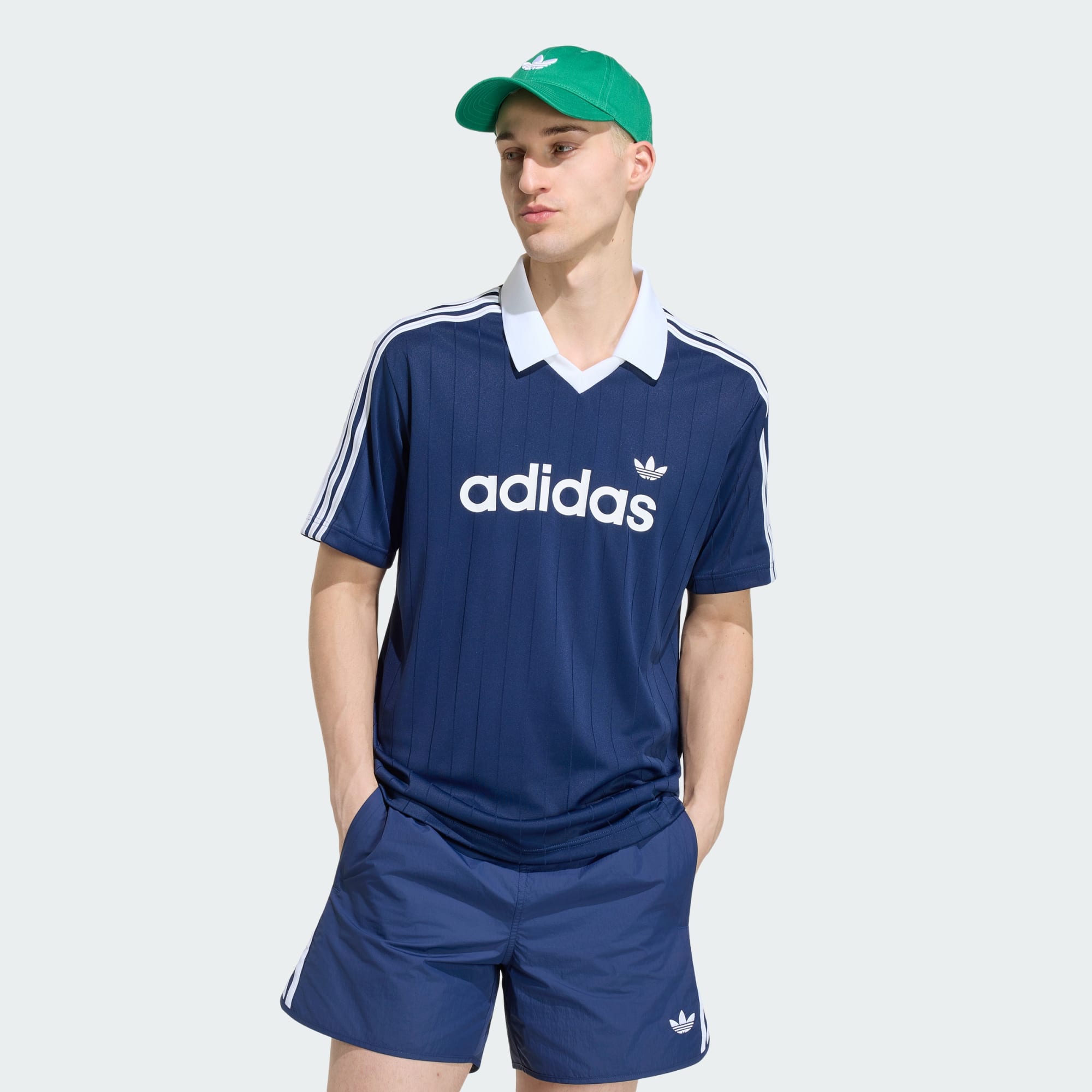 Camiseta Polo Adidas Pinstripe Marinho