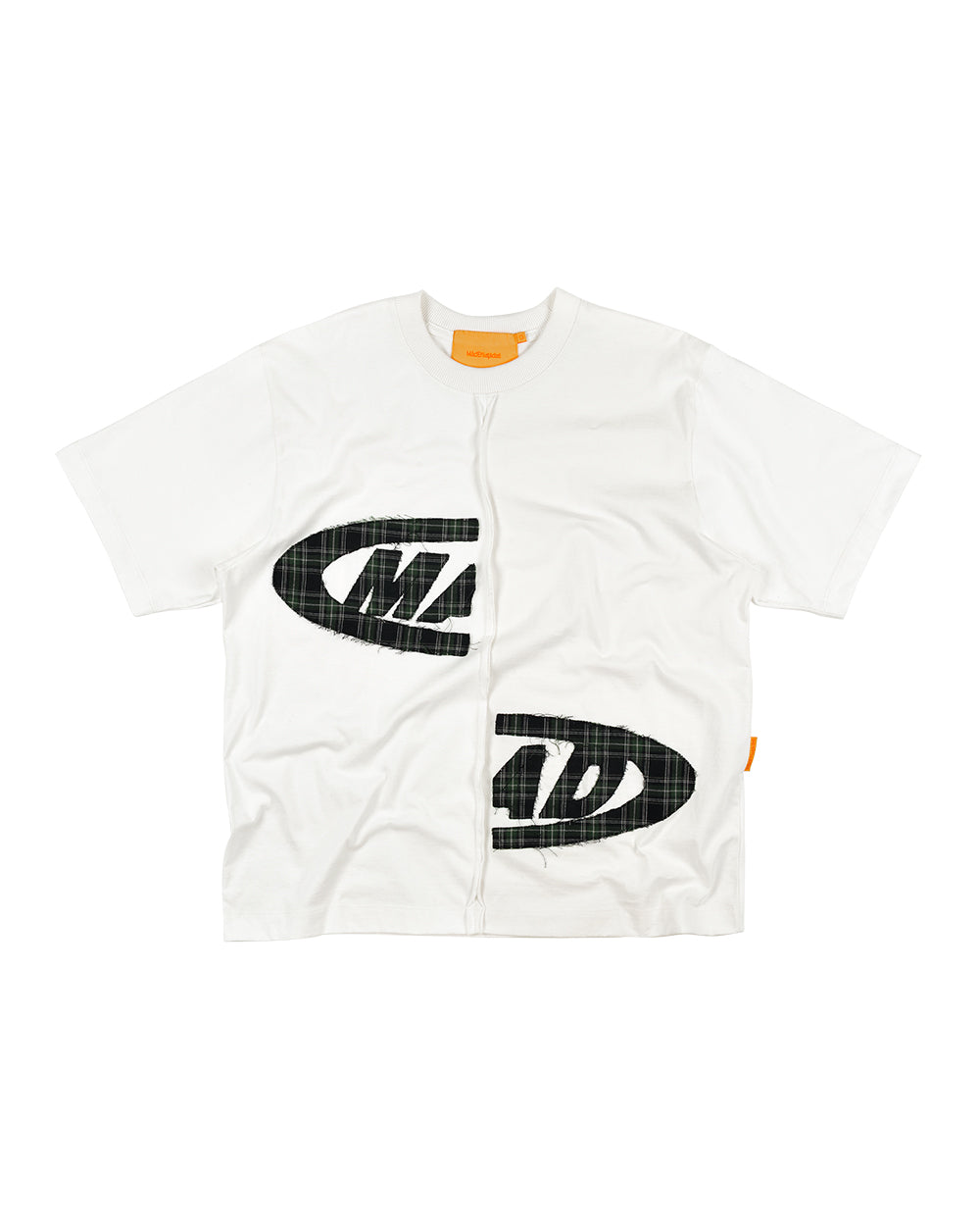 Camiseta Mad Enlatados Portal Bordado Xadrez Branca