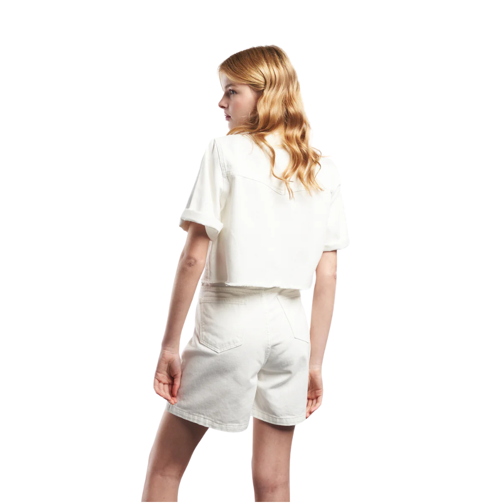 Camisa Feminina Aragana Manga Curta Sarja Off White