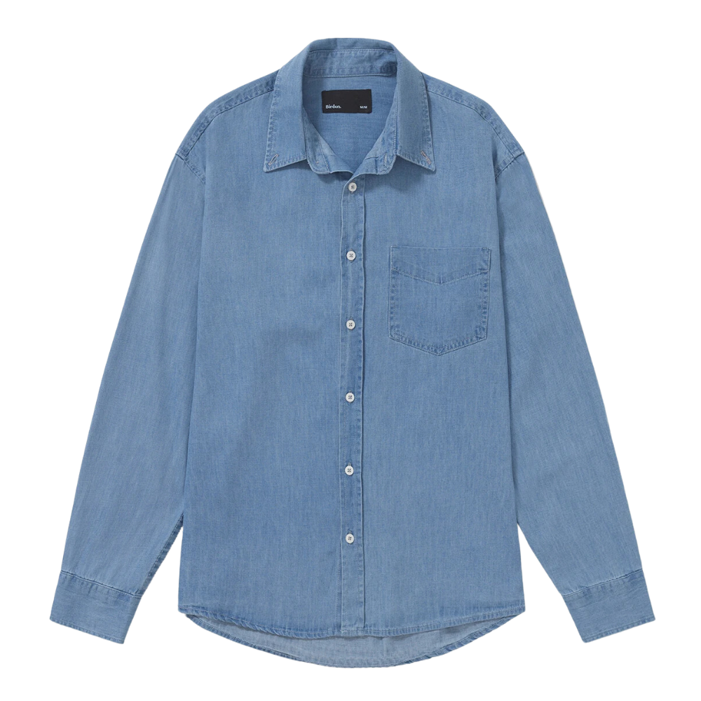 Camisa Manga Longa Birden Oxford Denim Azul