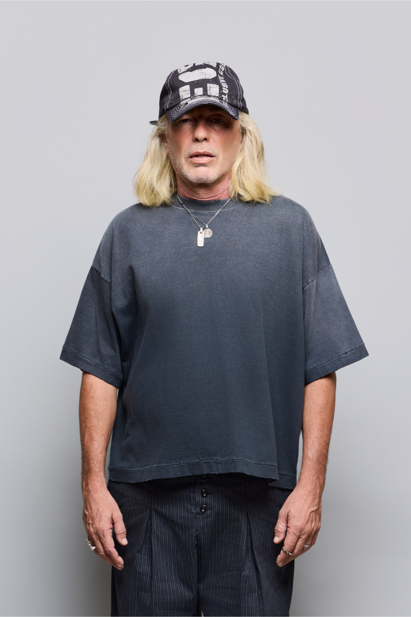 Camiseta Egho Boxy Faded Chumbo