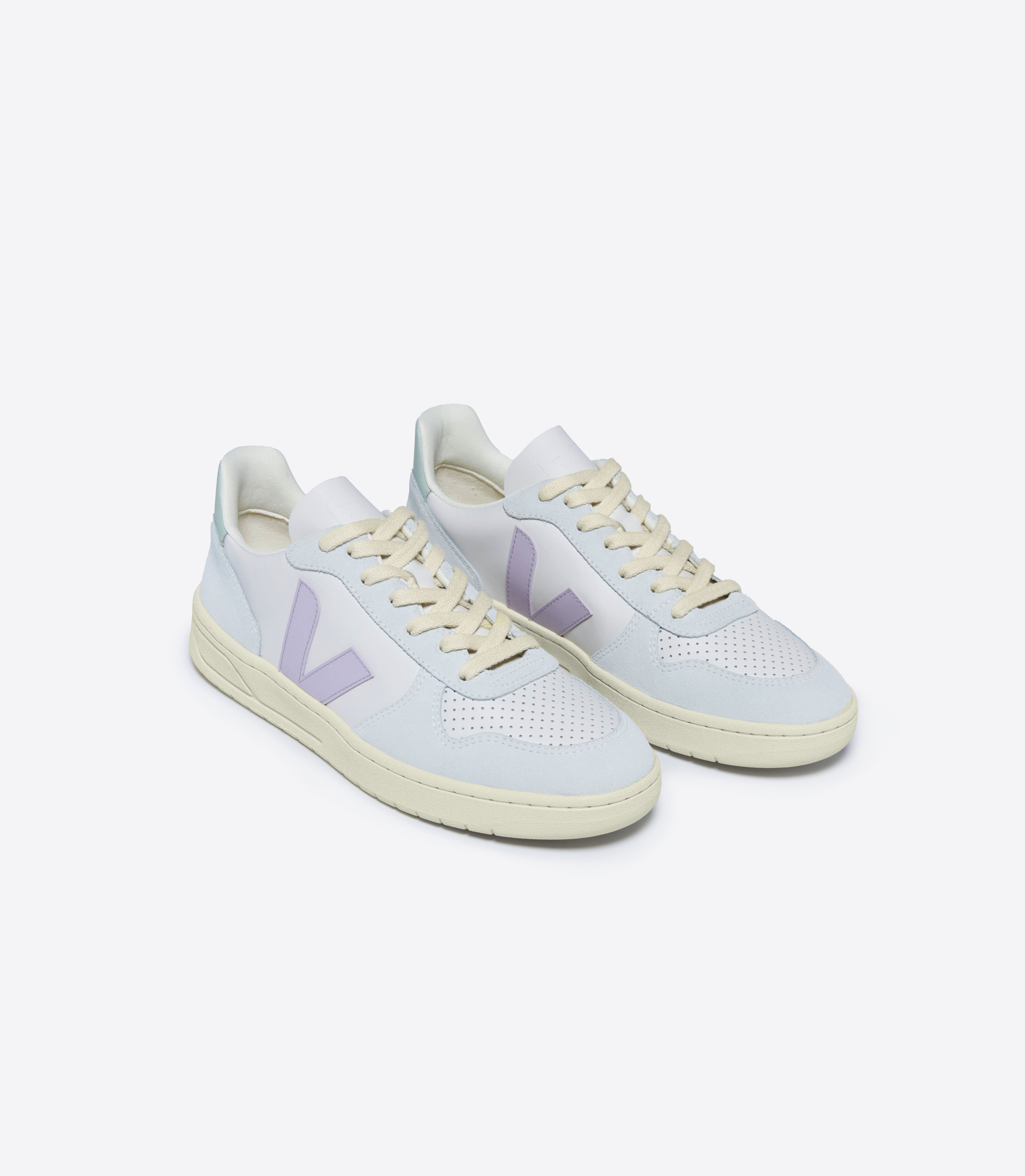 Tênis Veja V-10 Leather Gravel Unissex Parme Menthol