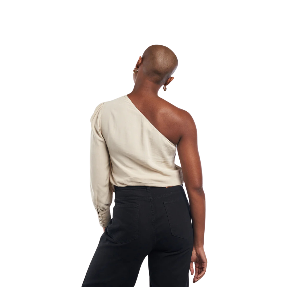 Blusa Feminina Aragana Punho Largo Viscose Caqui