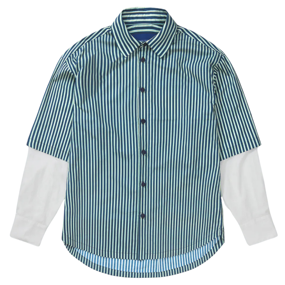 Camisa de Botão Longsleeve Quadro Creations Listrada Azul