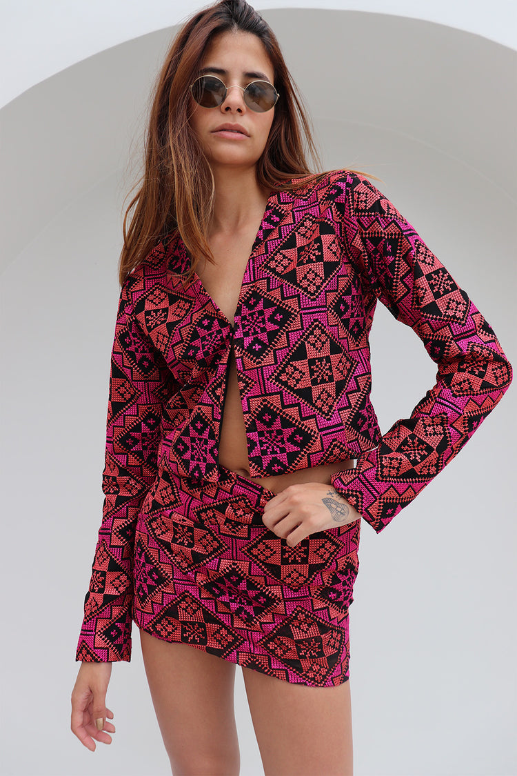 Casaqueto Cocktail Tule Bordado Pink