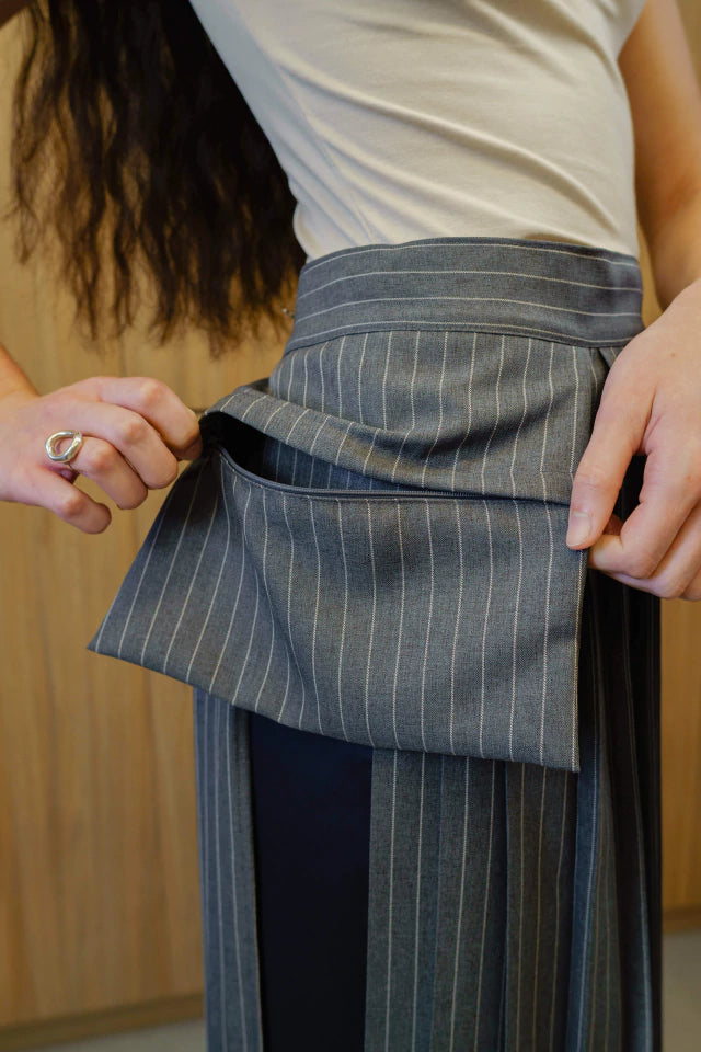 Cinto de Sobrepor Cinza Listrado