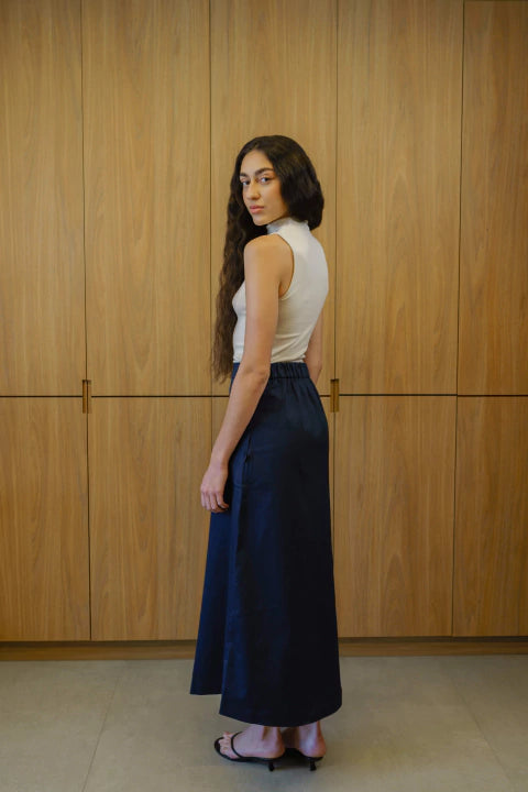 Saia Tansu Noma Azul Marinho