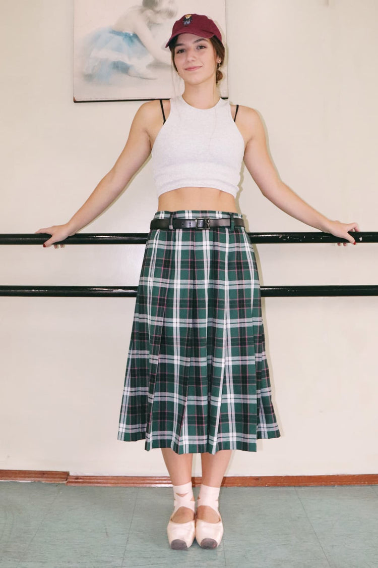 Saia Midi Plie Alfaiataria Green