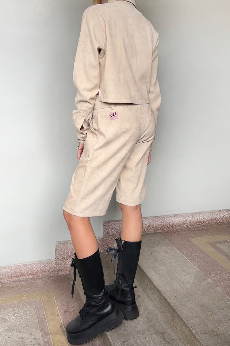 Bermuda Attitude Alfaiataria Cotelê Sand