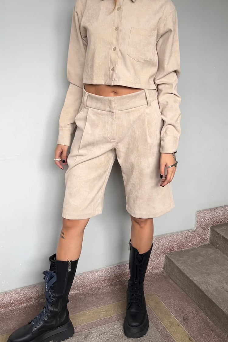 Bermuda Attitude Alfaiataria Cotelê Sand