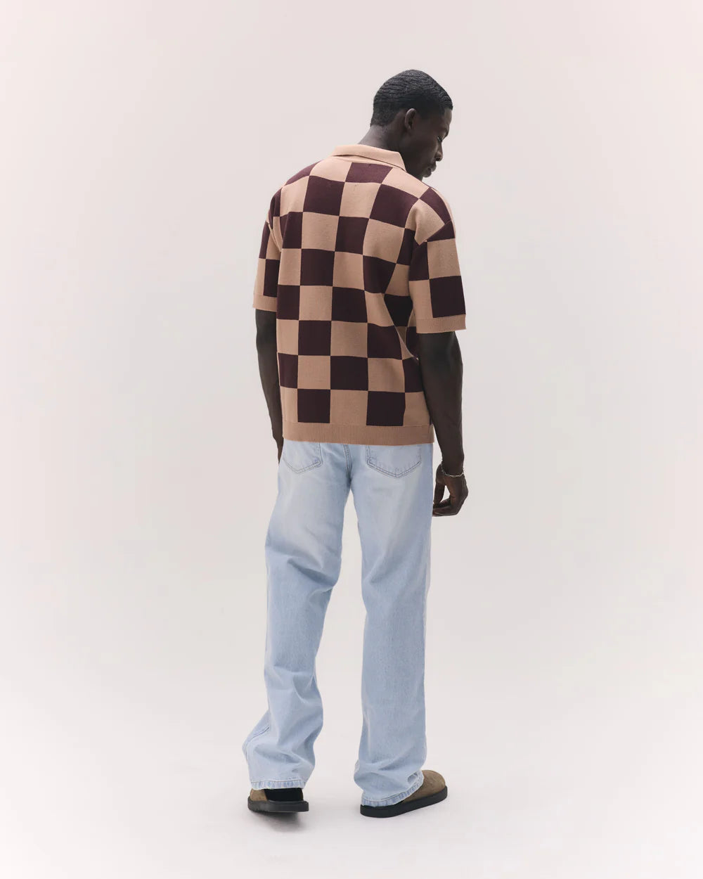 Polo Garré Xadrez Marrom