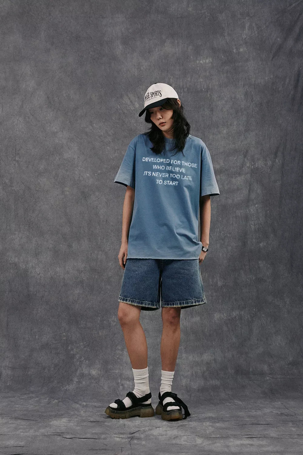 Camiseta Aphase Slogan Azul Estonada