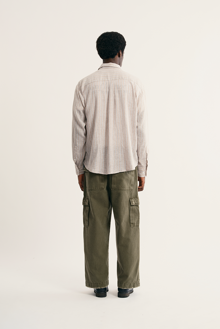 Camisa Carnan Striped Linen Bege
