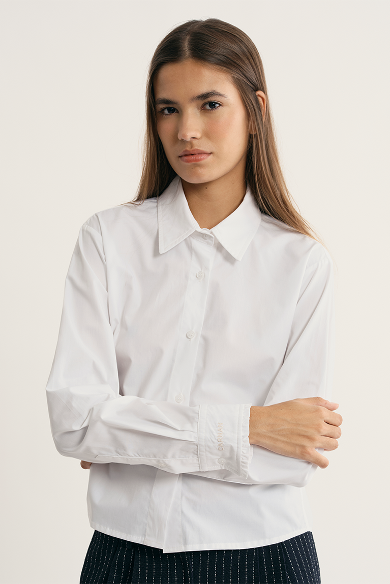 Camisa Carnan Cropped Frill Shirt Branca