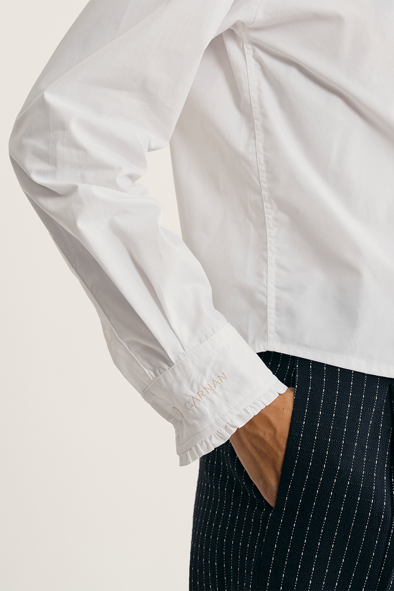 Camisa Carnan Cropped Frill Shirt Branca