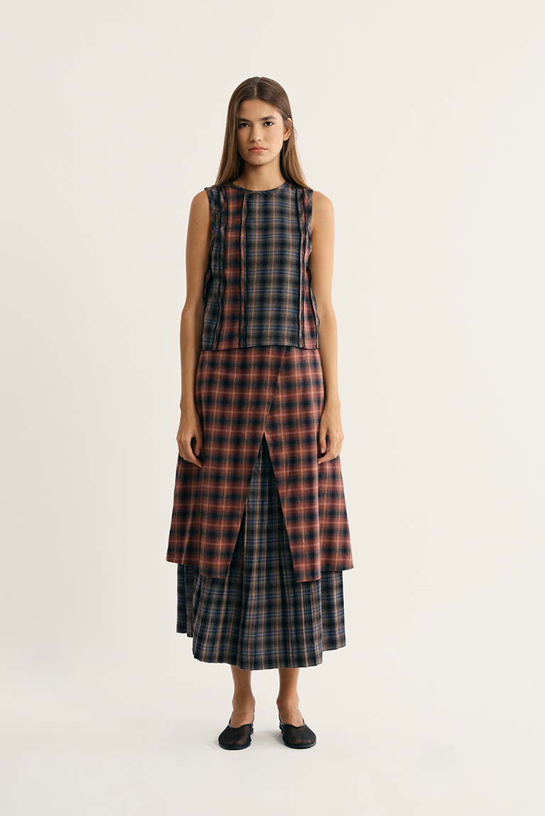 Blusa Carnan Plaid Mix Tank Xadrez