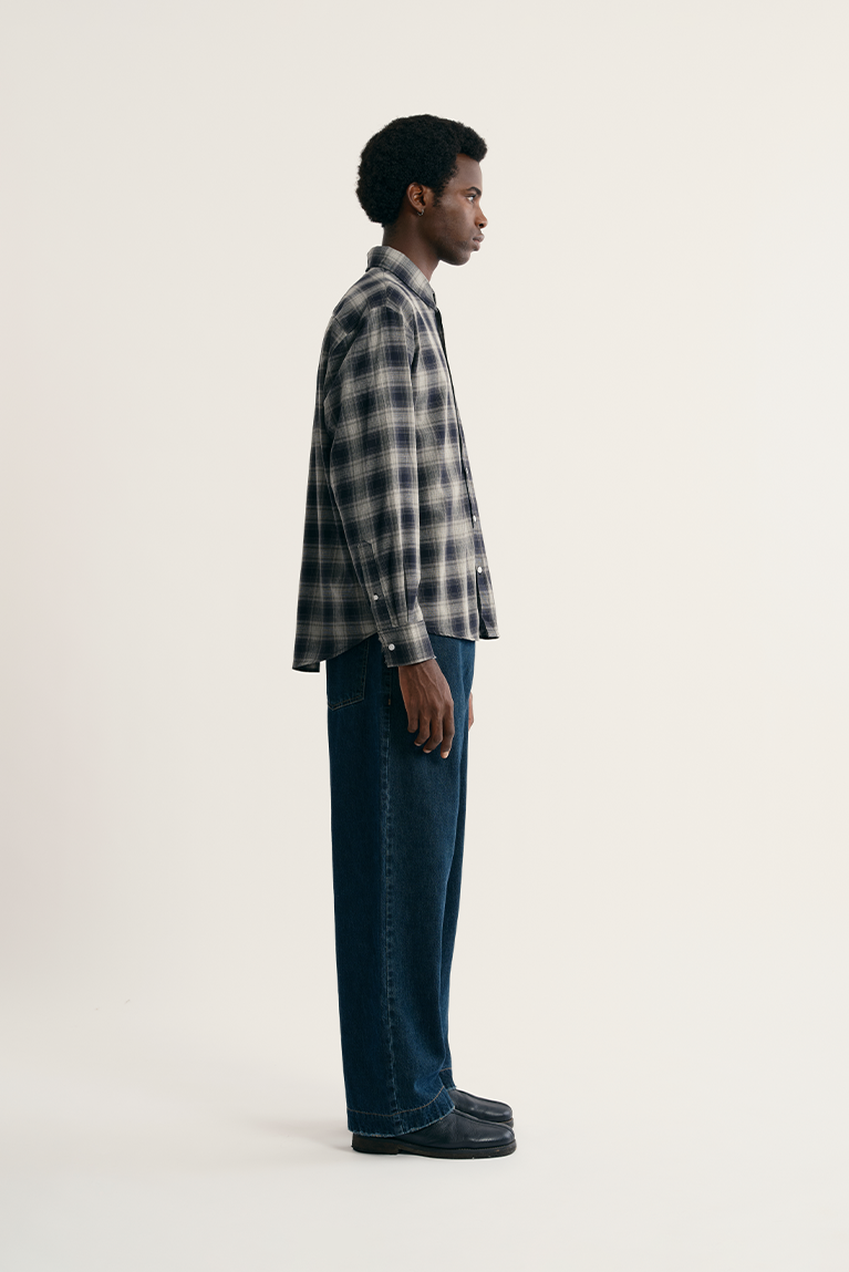 Camisa Carnan Plaid Distressed Preto e Cinza