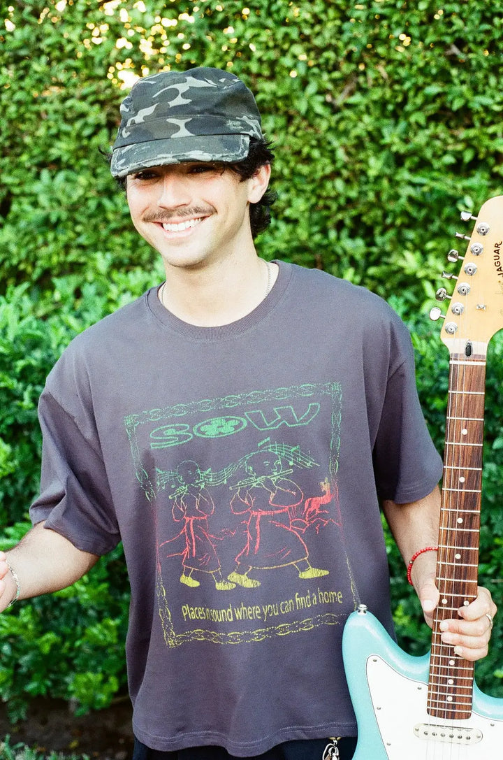 Camiseta Sow Boxy Rasta Monk Cinza Estonado