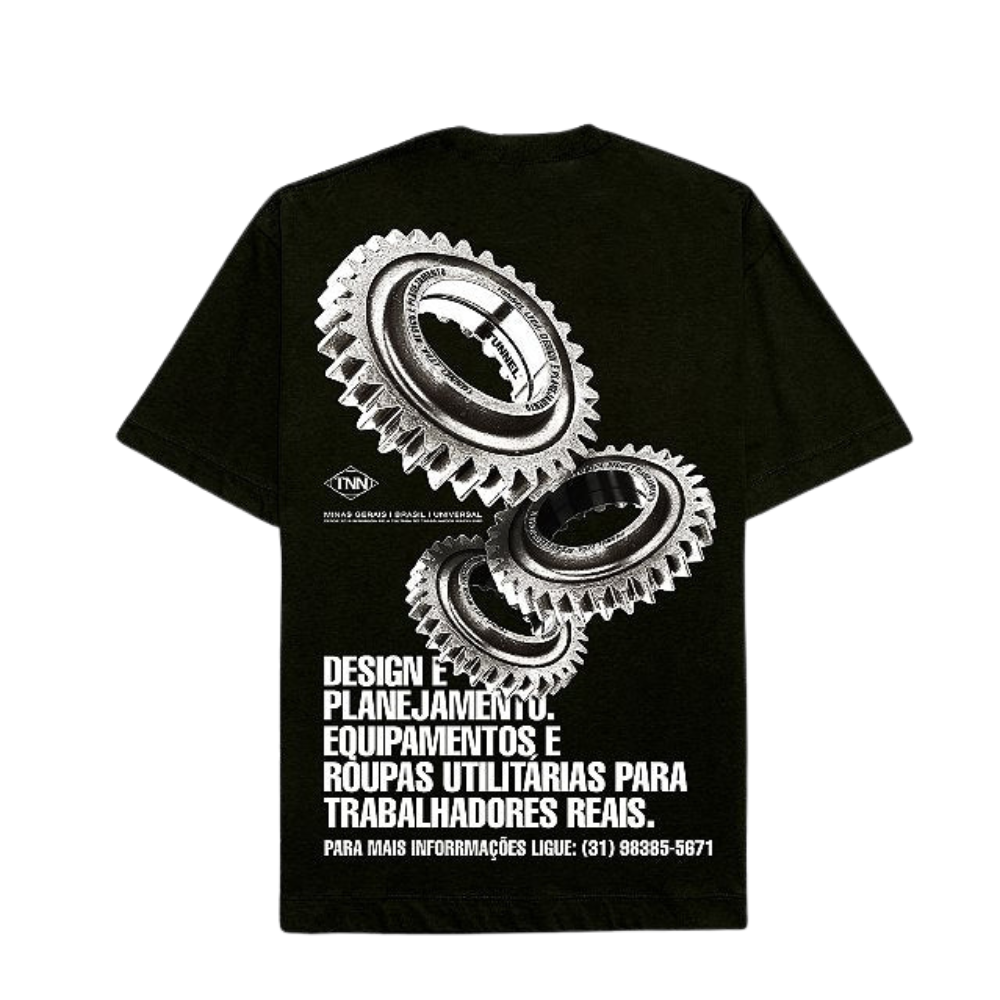 Camiseta Tunnel Oversized Engrenagem Preta