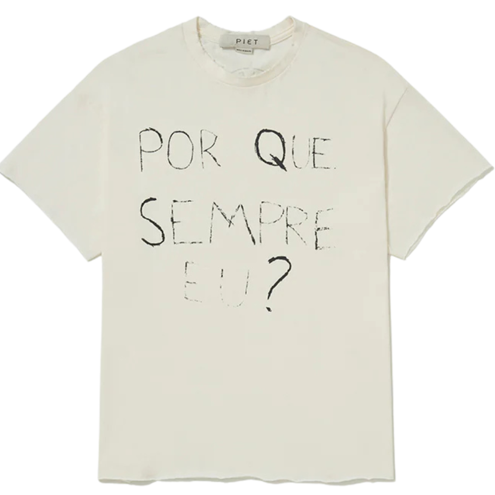 Camiseta Piet "Por que sempre eu?" Branca