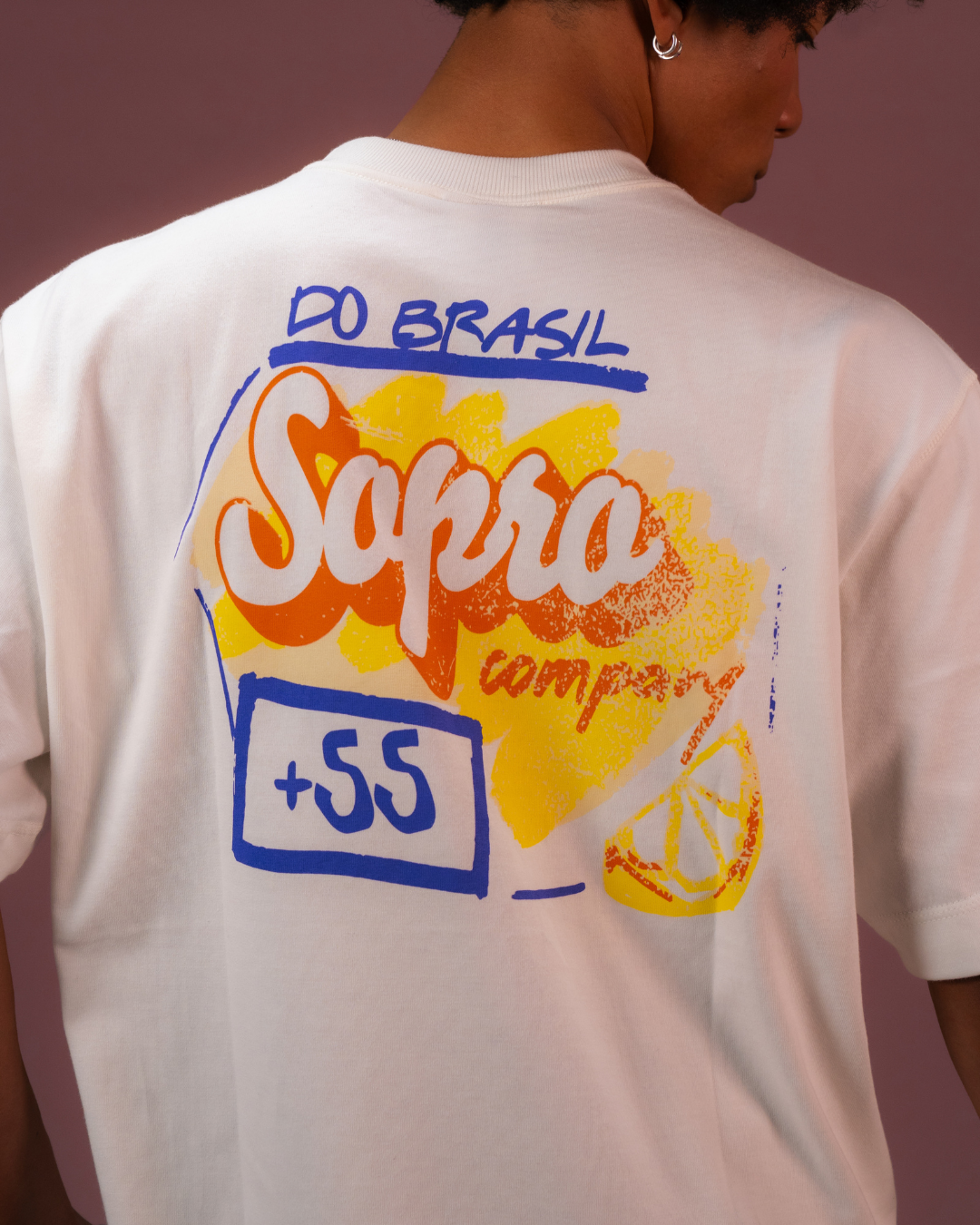 Camiseta Sopro "+55" Oversized Off White