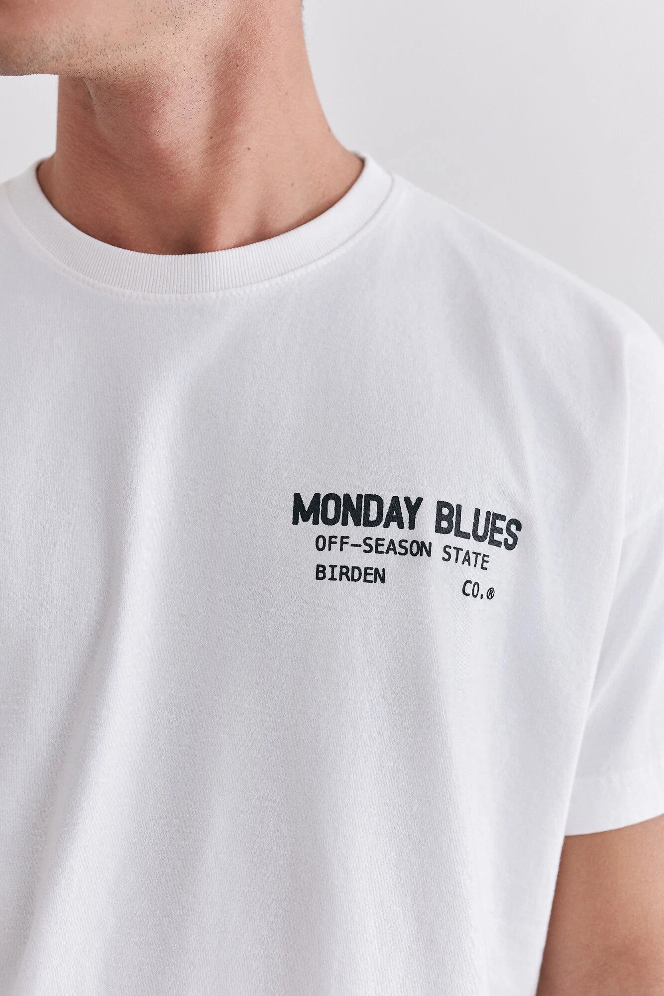 Camiseta Birden Boxy Monday Blues Branca