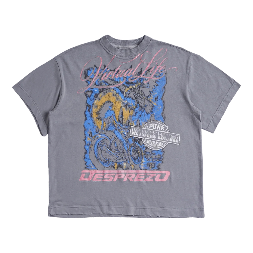 Camiseta Des Prezo Virtual Life Vintage Cinza