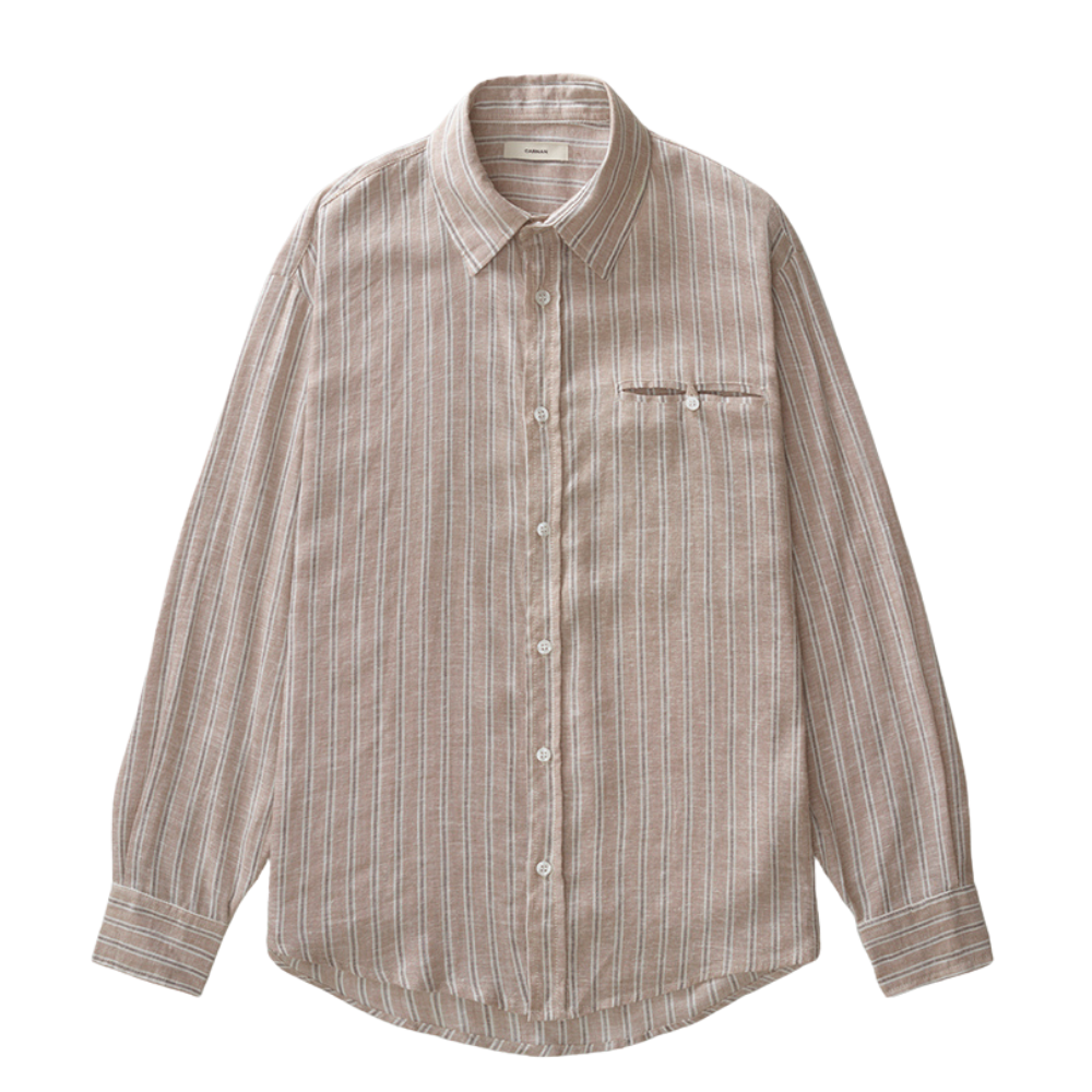 Camisa Carnan Striped Linen Bege