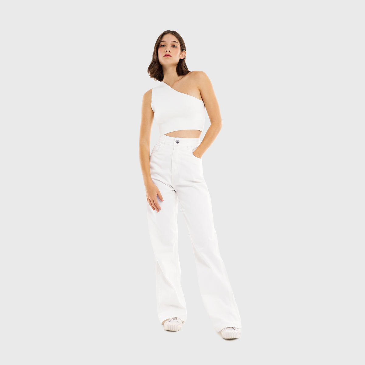 Calca Feminina Aragana Pantalona Jeans Off White