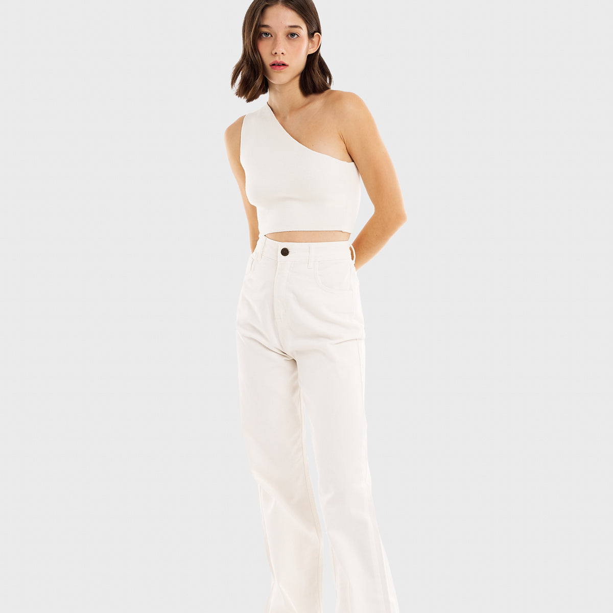 Calca Feminina Aragana Pantalona Jeans Off White