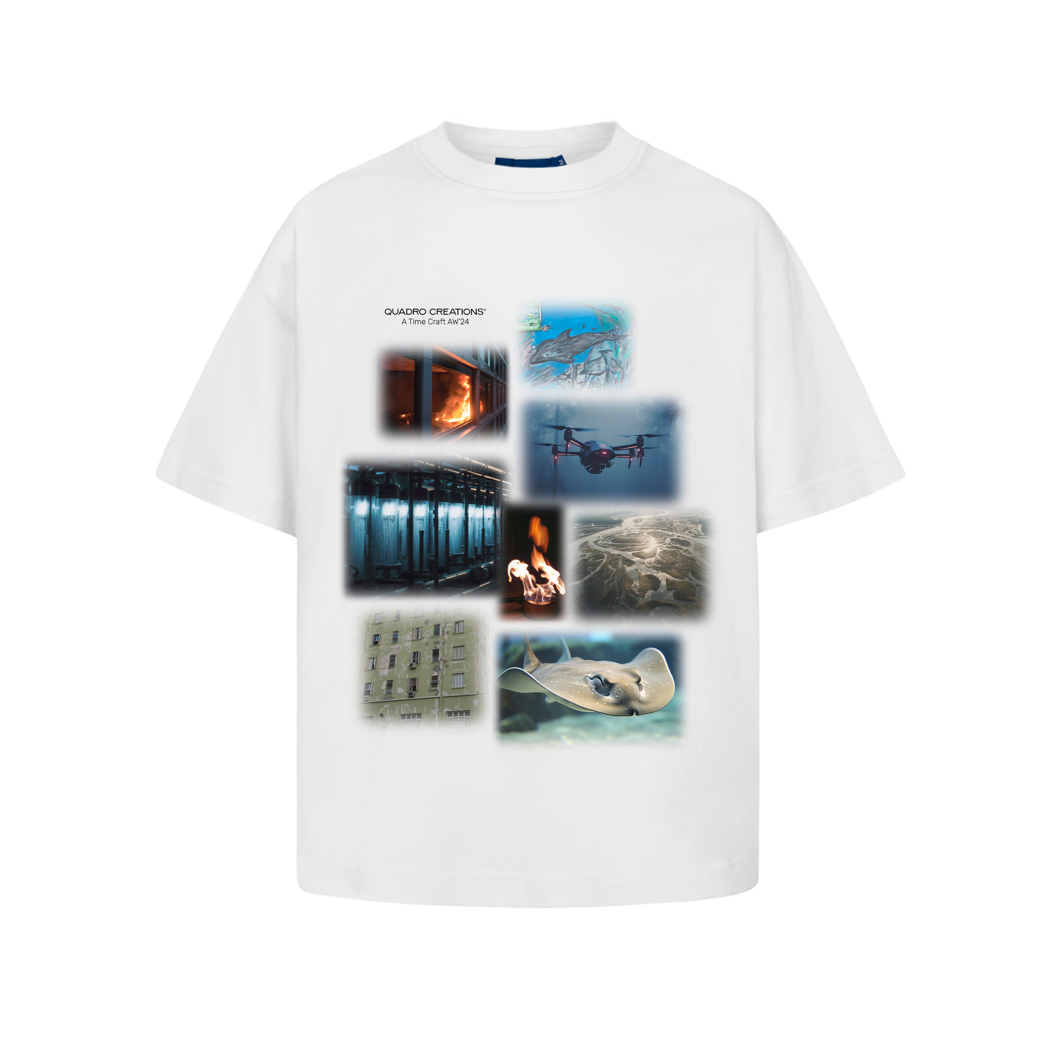 Camiseta Boxy Quadro Creations Moodboard Off White